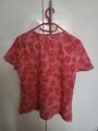 Tommy Hilfiger Damen Shirt T-Shirt Bluse Kurzarm Blumen Rot Gr. 6