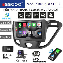 2+64G Android 13 Autoradio DAB+ Carplay GPS +KAM Für Ford Transit Custom 12-2021