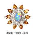 Valentinstag 925 Silberring Oval Feuer Opal 8x6mm Gelbe Saphir Edelstein Schmuck