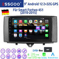 32G Autoradio Android 12 CarPlay GPS Navi BT HIFI WIFI DAB+ Für Smart Fortwo 451
