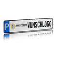 Individuelles Parkplatzschild | 520x110mm | Kennzeichen | Wunschtext I Logo 02