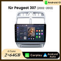 9" Android 13 Autoradio 2+64G GPS Navi WIFI SWC DAB+ Für Peugeot 307 2002-2013