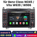 4+64G Carplay Android 13 Autoradio Navi GPS DVD für Mercedes BENZ A/B W169 W906