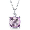 Sterlingsilber quadratische Halskette 'Juni Geburtsstein' - rosa Amethyst