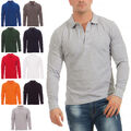 Herren Langarmshirt Poloshirt Langarm Hemd Longsleeve Polo Shirt Freizeit Top