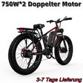 NEW E-bike,26 Zoll Mountain Elektrofahrrad 750W*2 Fat bike,48V20AH 50Km/h DUOTTS