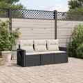 Gartenmöbel Sofa Garnitur Gartengarnitur Garten Sitzgruppe 3-tlg. Schwarz vidaXL