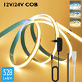 12V 24V COB LED Streifen Stripe 528LEDs/m Lichtleiste Lichterkette Lichtband