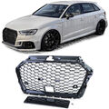 Sport Kühlergrill Wabengrill Schwarz Glanz für Audi A3 8V 16-20 mit ACC