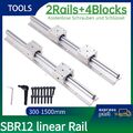 2X SBR12 300mm-1500mm Linearführung Linearwelle Rail + 4X SBR12UU Lagerblock