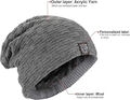 Kungber Slouch Beanie Mütze, Warme Unisex Wintermütze Strickmütze Wollmütze Grau