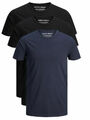 Jack & Jones 3er Pack O-Neck Basic T-Shirt Herren Slim weiß schwarz blau NEU