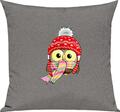 Kinder Kissen, Eule Owl Weihnachten Christmas Winter Schnee Tiere Tier Natur, Ku