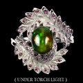 925 Sterlingsilber Ring Schwarz Opal 9x7mm Rhodolith Edelstein Schmuck 9