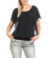 Damen Chiffon Rundhals Fledermaus Top Bluse 2 Lagig Übergröße 44, 46, 48, 50, 52