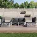 Garten Lounge Set Gartenmöbel Sitzgruppe Sofa 7tlg. mit Kissen Weiß Stahl vidaXL