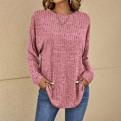 Damen Lose Pullover Langarm Bluse Oberteile Freizeit Langarmshirt Damenbluse Top