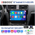 1+32G 10" Autoradio DAB Carplay Android13 Für VW Golf VII 7 GPS Navi KAM WIFI FM