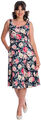 Banned "ROSE BLOOM" FIT & FLARE Blüten FLOWERS SWING DRESS Kleid Rockabilly