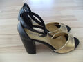 Elegante Sandale Sandalette von Small Swan gold/schwarz Gr. 36