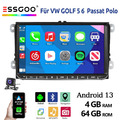 4+64G KAM+ Autoradio Android 13 Carplay GPS Für VW GOLF 5 6 Touran Tiguan Passat