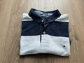 Tommy Hilfiger Herren Poloshirt L Custrom Fit gestreift dunkelblau-weiß