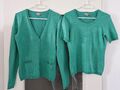 GRÜNES DAMEN TWIN SET T-SHIRT MIT STRICKJACKE CARDIGAN VISKOSE OBERTEIL GR.S 