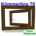 Kunststofffenster Nussbaum Kellerfenster Kömmerling Fenster 3fach Verglasung