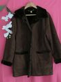 Damen Winterjacke kuschelig warm in Velourleder Optik braun Gr 44