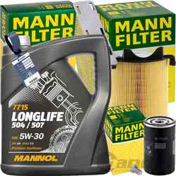 MANN INSPEKTIONSPAKET+5L MANNOL 504 5W-30 ÖL passend für AUDI A3 8P VW TOURAN