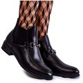 Vinceza Flache Damen-Stiefeletten aus Leder, Schwarz