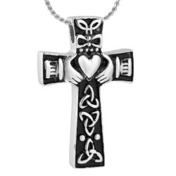 UNISEX ANHÄNGER KREUZ EDELSTAHL SILBERFARBEN MIT KETTE URNE ASCHE MOD M