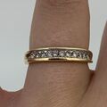 Champagner Diamant 0,25ct halbe Ewigkeit Band Ring 9ct 9k Gelbgold - Größe L 1/2