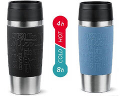 2x EMSA Travel Mug CLASSIC Isolierbecher Thermobecher 0,36L Schwarz/Aquablau