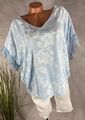 Sommer Shirt  BLUSE Tunika Häkelspitze  Italy Blumenmuster HELLBLAU 40 42 44