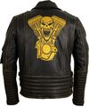 Retro Motorrad Lederjacke mit Protektoren und eingenähtes Totenkopf Motiv 