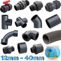 12 16 20 25 32 40mm PVC Fittings Aquarium Pool Verrohrung Rohr Winkel Muffe T-St