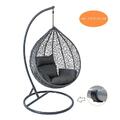 Polyrattan Hängesessel Hängekorb mit Gestell Rattan Hängestuhl Sessel Anthrazit