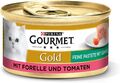 PURINA GOURMET Gold Feine Pastete mit Gemüse Katzenfutter nass, mit Forelle und