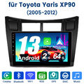 Carplay 9" Android 13 Autoradio Für Toyota Yaris XP90 2005-2012 GPS Navi 2+64GB