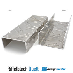 Alu U-Profil Blechwinkel Kantblech U Winkel Riffelblech Alu AbdeckprofilU Winkel aus Riffelblech 1,5- 2,5 mm Alu Duett bis 3 M.