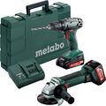 Metabo Combo Set 18V, Akku Bohrschrauber BS18, Winkelschleifer W18 LTX 125 Quick