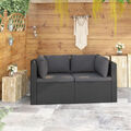 2-tlg. Garten-Sofagarnitur mit Auflagen Poly Rattan Schwarz V9V2