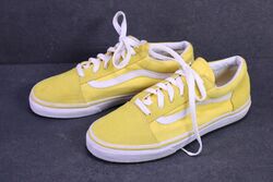 Vans Old Skool Unisex Sneaker Skaterschuhe gelb weiß Gr. 38 Leder Canvas CH2-157