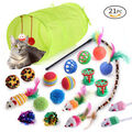 21Pcs Cat Kitten Toys Interactive Toy Set for Indoor Cat Pet Tunnel Stick Mouse