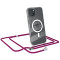 MagSafe Handykette für iPhone 15 Hülle mit Band Kordel Case Cover Kette Pink