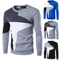 Herren Farbblock Basic Pullover Rundhals Sweatshirt Pulli Langarm Oberteile Tops