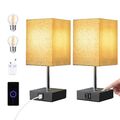 EDISHINE Tischlampe Modern 2er Set Nachttischlampe Touch Dimmbar Kleine Lampe