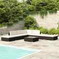 8-tlg. Garten-Lounge-Set mit Auflagen Poly Rattan Schwarz