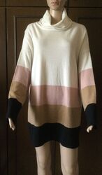 Wolle Und Kaschmir Pullover Marina Rinaldi Frau, Black Pink Weiß Farbe, Größe L